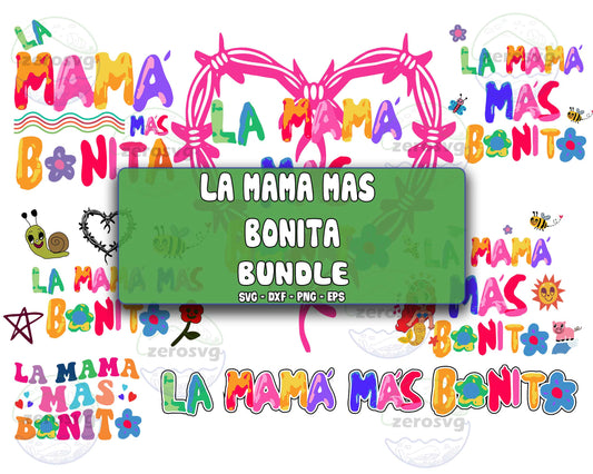 La Mama Mas Bonita svg Bundle,6 file  KG New Album Mama svg , Mother’s Day svg , Mama Fanclub KG  SVG EPS DXF PNG , Cutting Image, cricut , file cut , digital download ,Instant Download