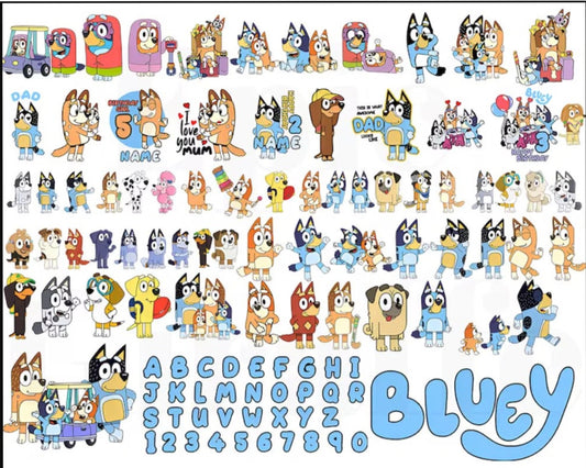 Mega Bluey Bundle Png, Bluey Family Bundle, Bluey And Bingo SVG DXF EPS PNG,  for Cricut, Silhouette, digital download