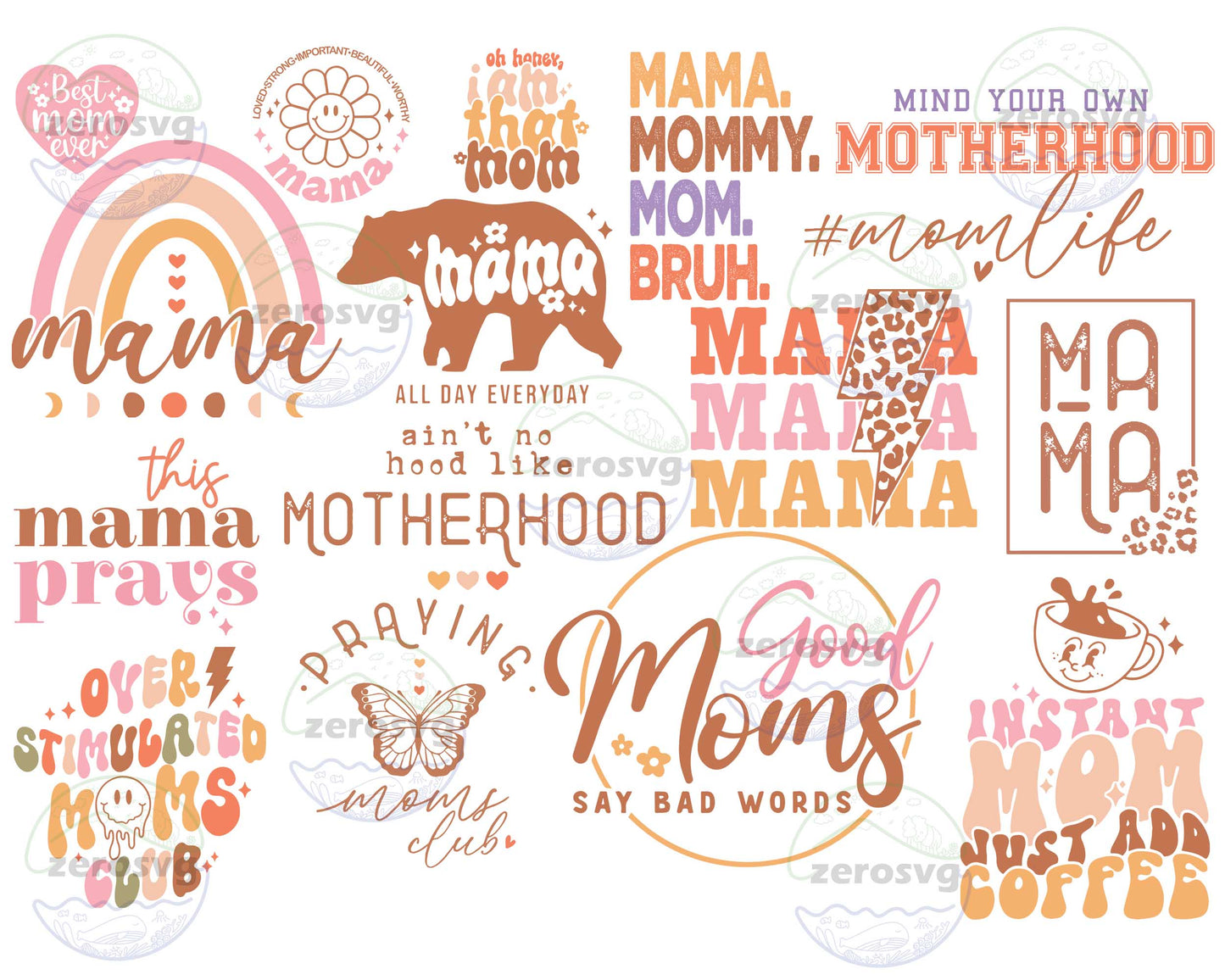 Mother's Day svg bundle ,16+ file  mama SVG EPS DXF PNG , Cutting Image, cricut , file cut , digital download ,Instant Download