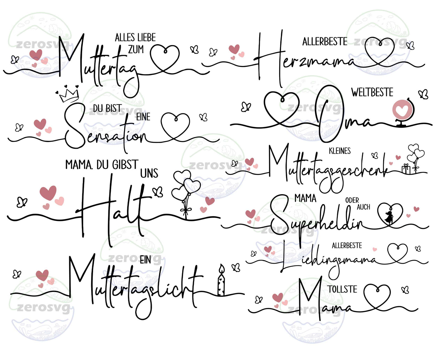 Mothers Day SVG, 10+ file Mothers Day Lettering, German Lettering SVG EPS DXF PNG , Cutting Image, cricut , file cut , digital download ,Instant Download