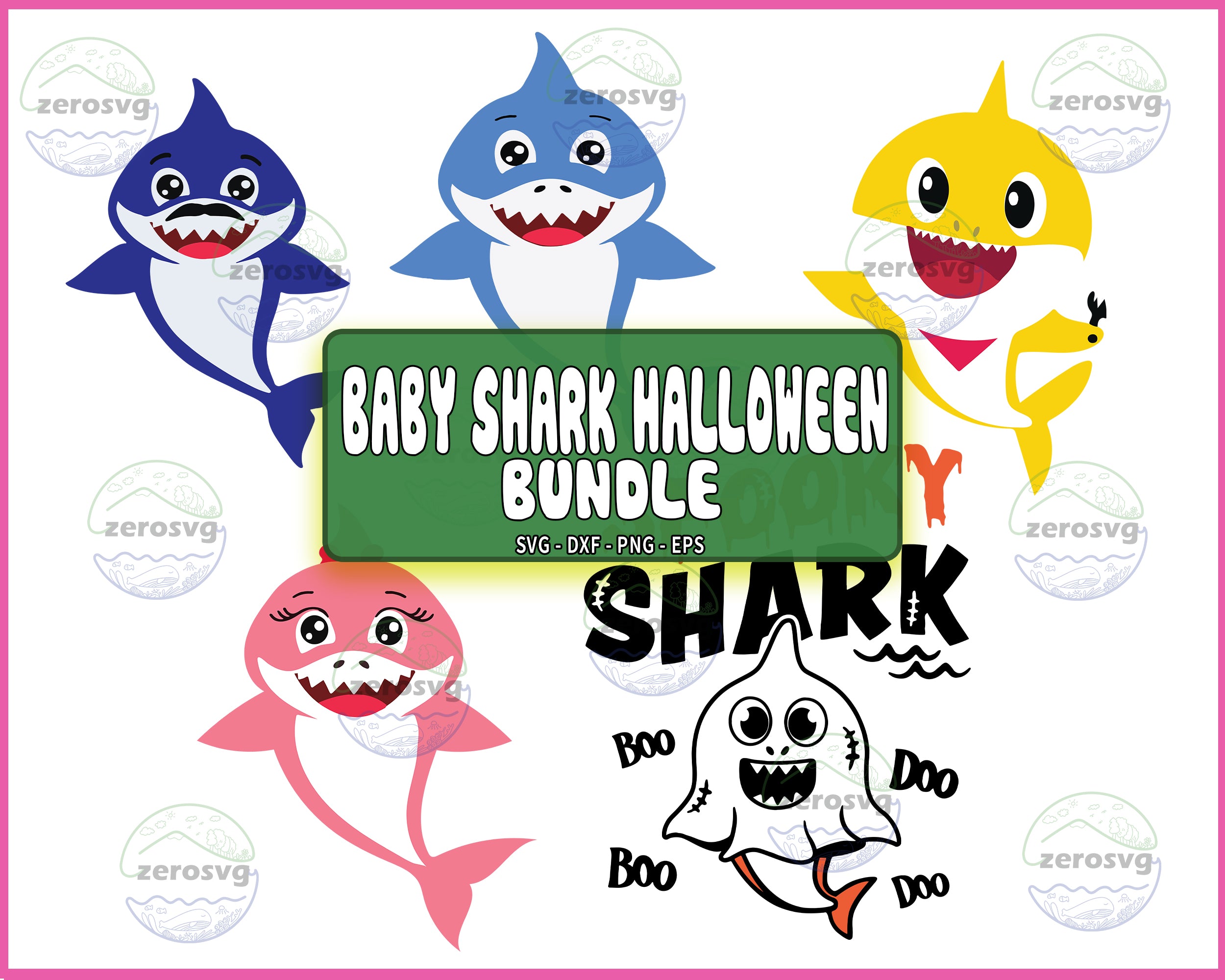 baby shark svg, bundle baby shark halloween SVG DXF EPS PNG, bundle ha ...