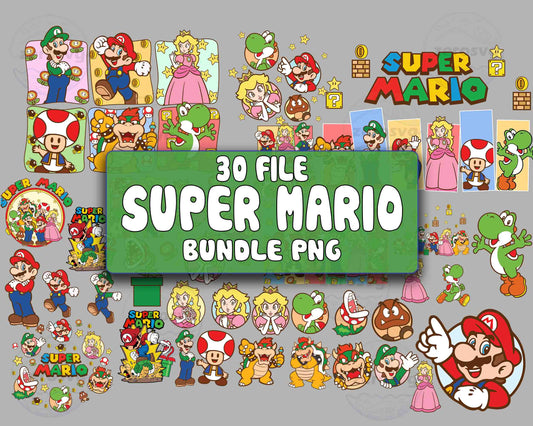 mario bundle png , 30 file super mario png ,  for Cricut, Silhouette, digital download