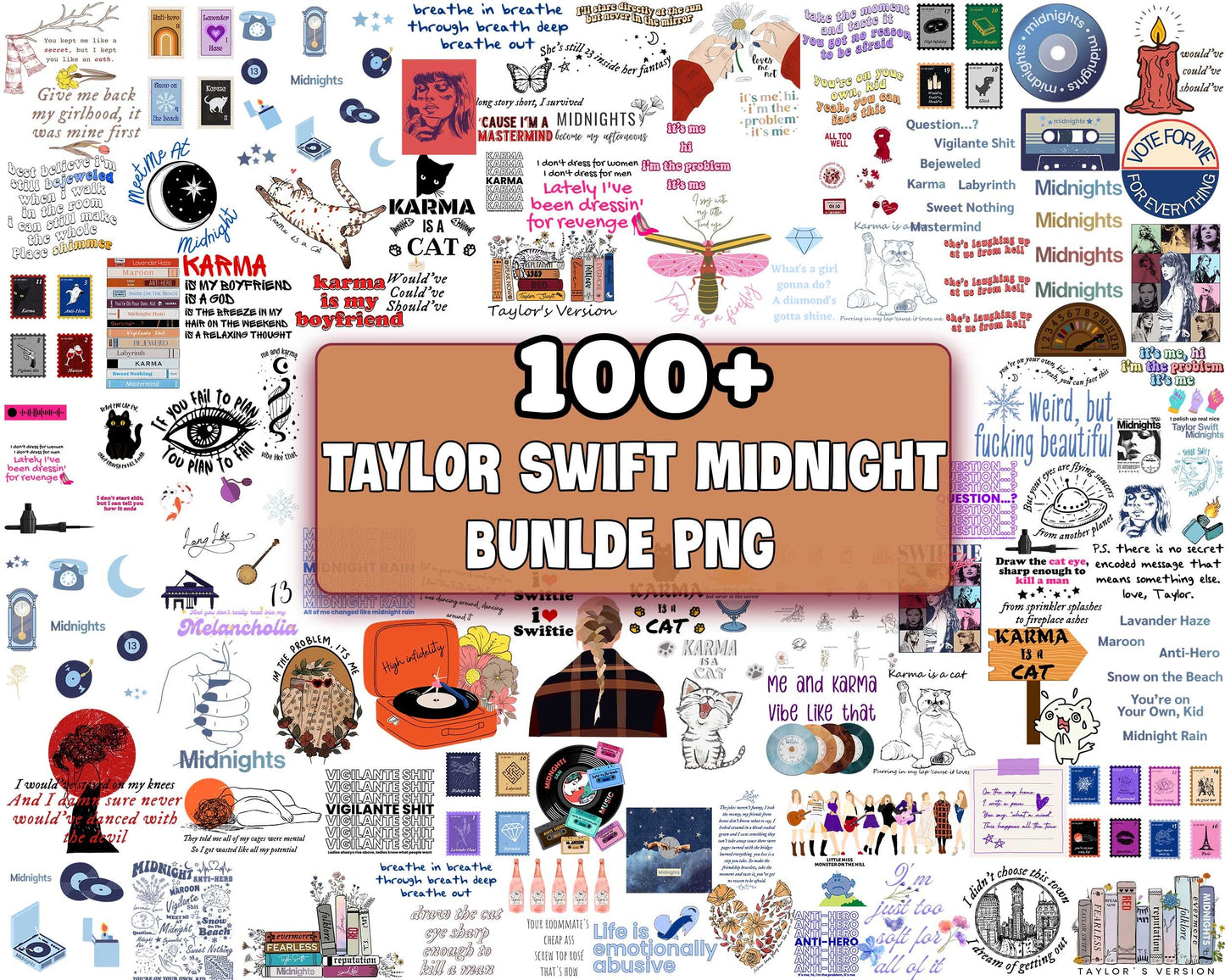 Taylor Midnights png , Taylor Swift Albums png , 100+ Taylor Midnights bundle PNG, Different File Types , Cutting Image, File Cut , Digital Download, Instant Download