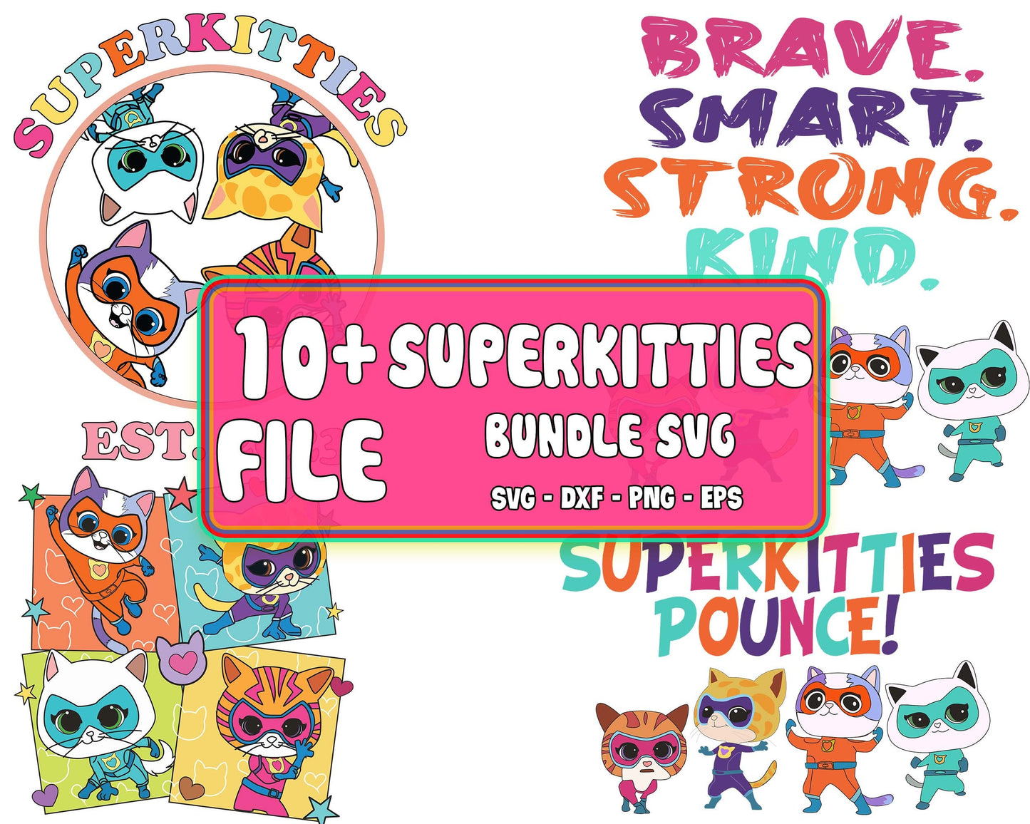 10+ FILE superkitties svg bundle ,Hero Kitties Super Cats Brave SVG EPS DXF PNG , Cutting Image, cricut , file cut , digital download ,Instant Download