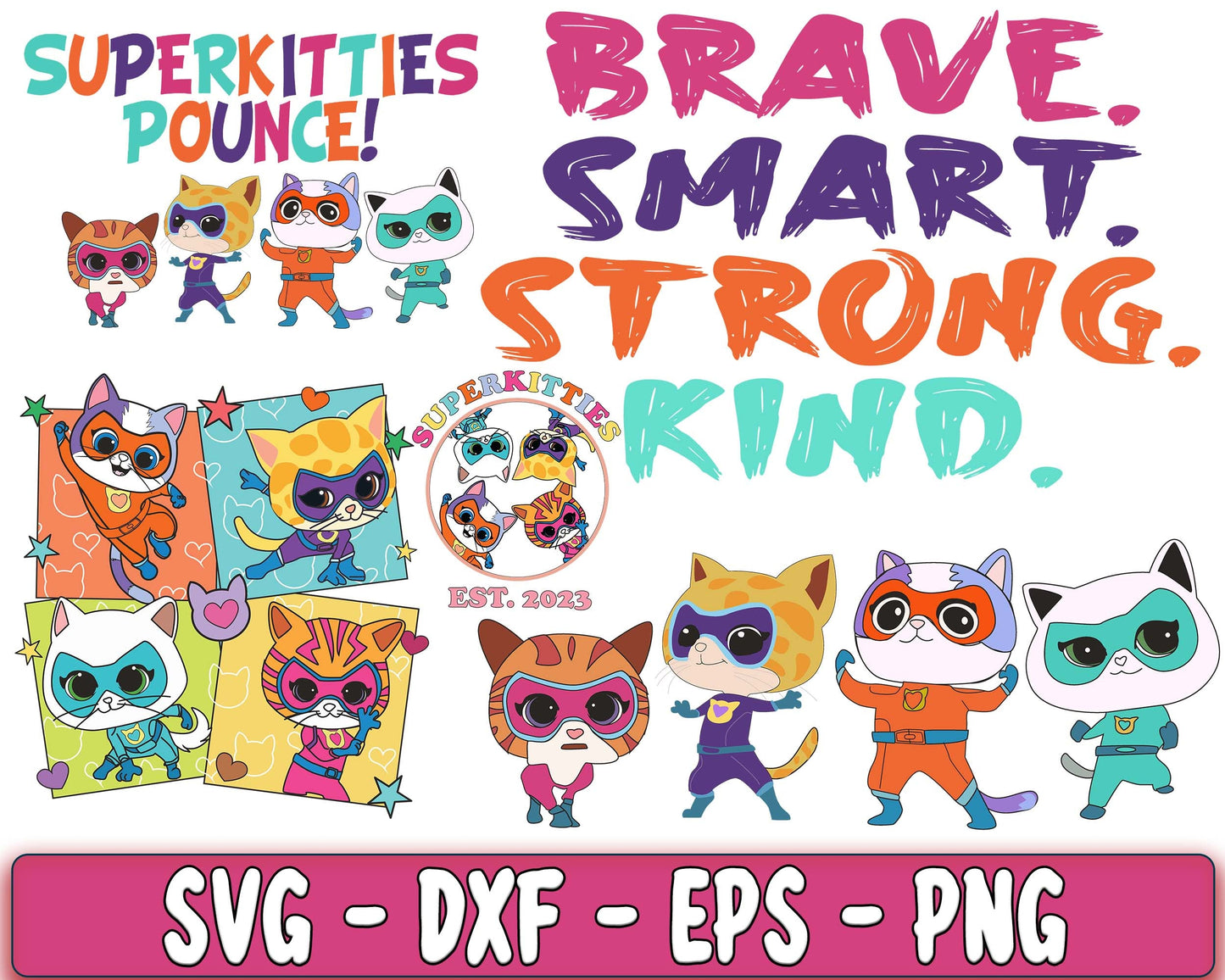 10+ FILE superkitties svg bundle ,Hero Kitties Super Cats Brave SVG EPS DXF PNG , Cutting Image, cricut , file cut , digital download ,Instant Download