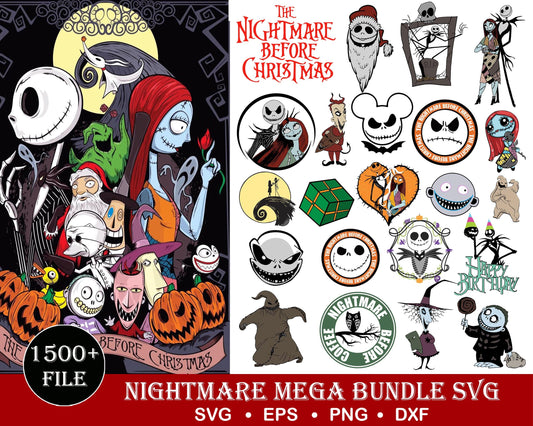 1500+ file Nightmare Before Christmas Bundle SVG ,Bundle christmas SVG DXF EPS PNG, file cut, cricut,  for Cricut, Silhouette