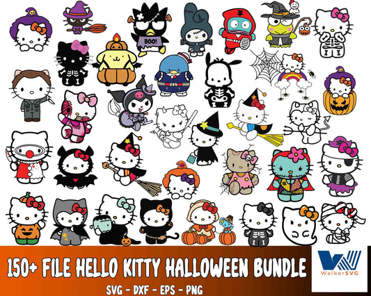 Hello kitty halloween bundle SVG ,150+ file hello kitty halloween bundle  SVG  , file cut , for Cricut,  Silhouette , digital download