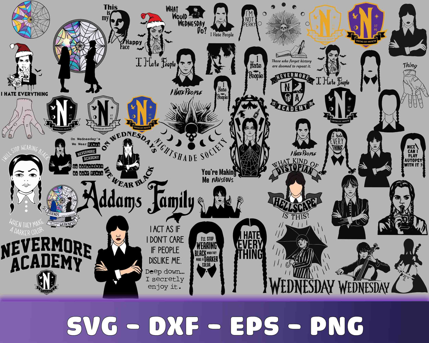 Wednesday Addams SVG Bundle -  170+ file Wednesday Addams SVG, EPS, PNG, DXF for Cricut, Silhouette, digital download