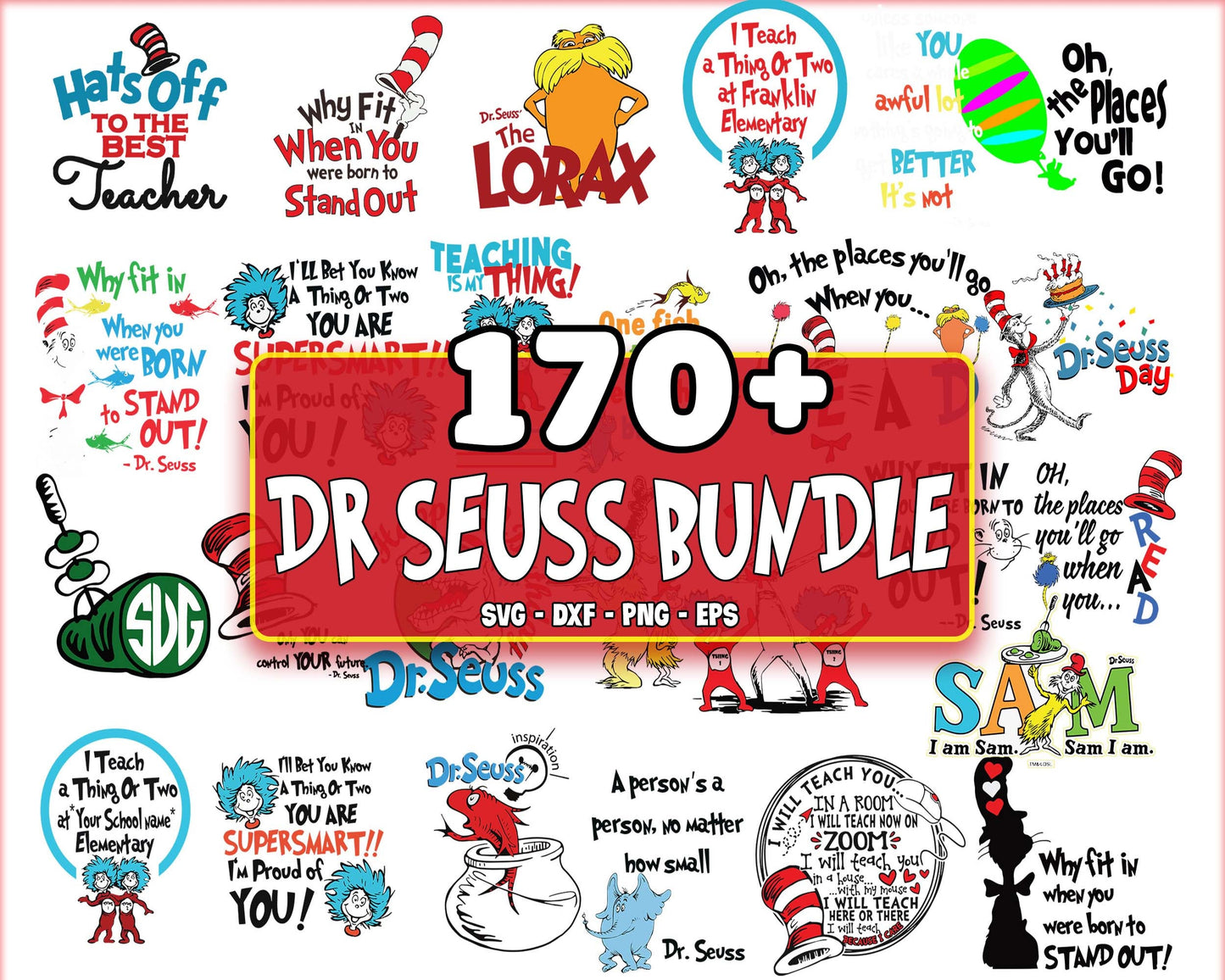 170+ file Dr seuss bundle svg, cat in the hat bundle SVG , Dr seuss SVG, EPS, PNG, DXF , cricut , file cut, for Cricut, Silhouette , digital download, Instant Download