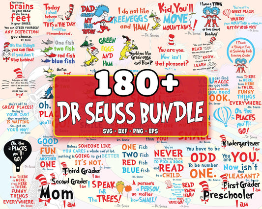 180+ file Dr seuss bundle svg, cat in the hat bundle SVG , Dr seuss SVG, EPS, PNG, DXF , cricut , file cut, for Cricut, Silhouette , digital download, Instant Download