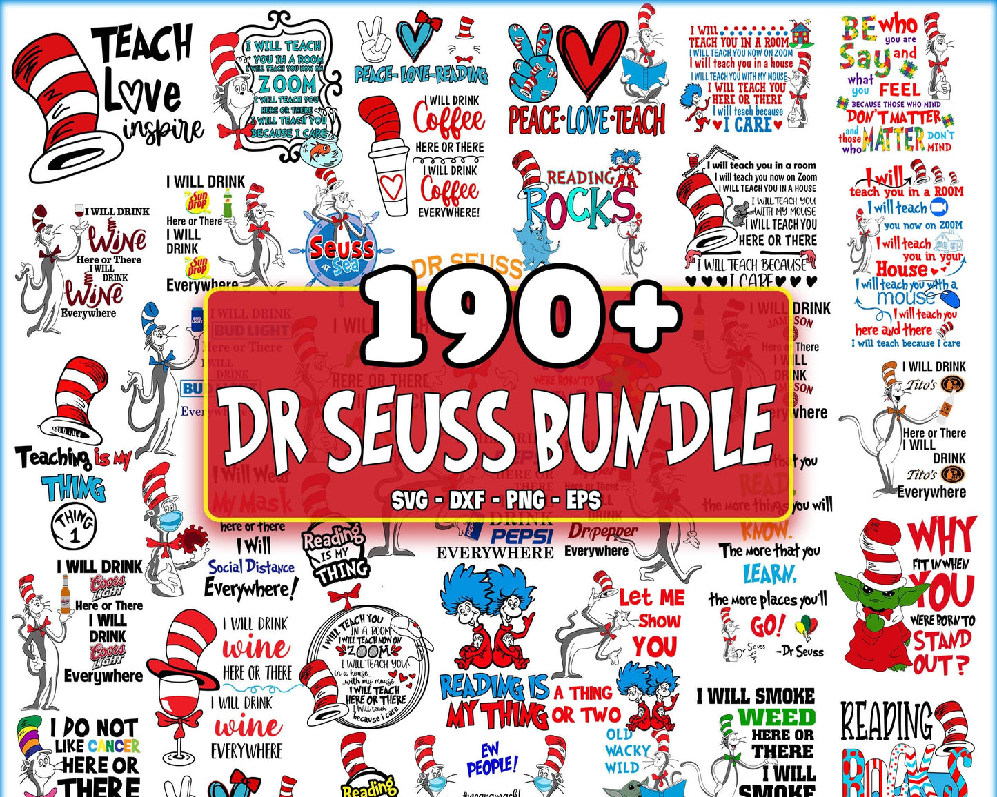 190+ file Dr seuss bundle svg, cat in the hat bundle SVG , Dr seuss SVG, EPS, PNG, DXF , cricut , file cut, for Cricut, Silhouette , digital download, Instant Download