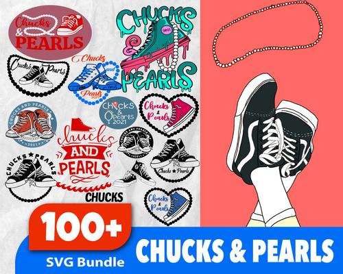 Chucks & Pearls SVG Bundle - 100+ files Chucks & Pearls SVG, EPS, PNG, DXF for Cricut, Silhouette