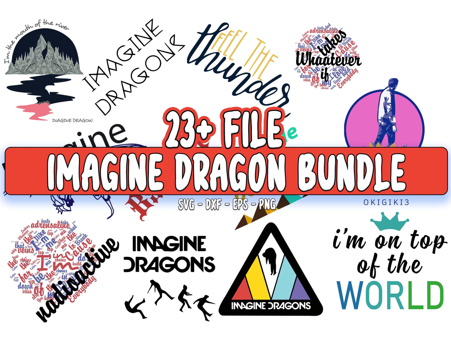 Imagine Dragon SVG Bundle - 23+ file Imagine Dragon SVG, EPS, PNG, DXF for Cricut, Silhouette, digital download, Instant Download