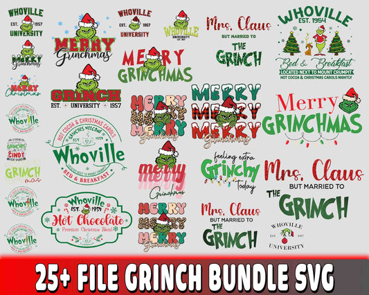 Grinch Bundle SVG ,25+ file Grinch bundle SVG PNG DXF EPS , cricut , file cut , Silhouette, digital download, Instant Download