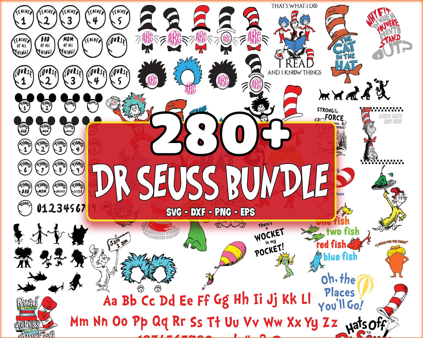 280+ file Dr seuss bundle svg, cat in the hat bundle SVG, Dr seuss SVG, EPS, PNG, DXF  , Silhouette , digital download, Instant Download