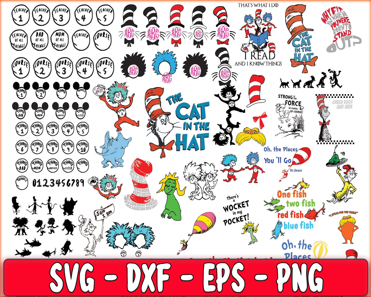 280+ file Dr seuss bundle svg, cat in the hat bundle SVG, Dr seuss SVG, EPS, PNG, DXF  , Silhouette , digital download, Instant Download