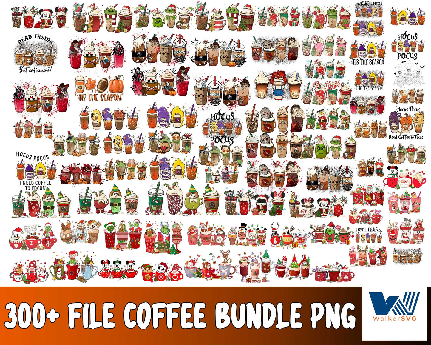 Coffee halloween PNG , 300+file coffee halloween bundle PNG  - bundle halloween PNG , Silhouette , Digital download