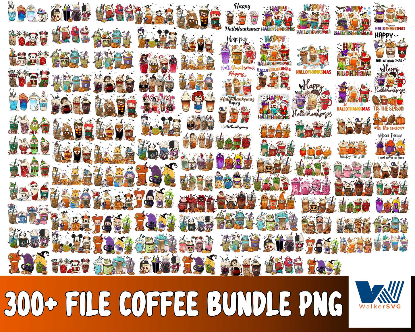 Coffee halloween PNG , 300+file coffee halloween bundle PNG  - bundle halloween PNG , Silhouette , Digital download