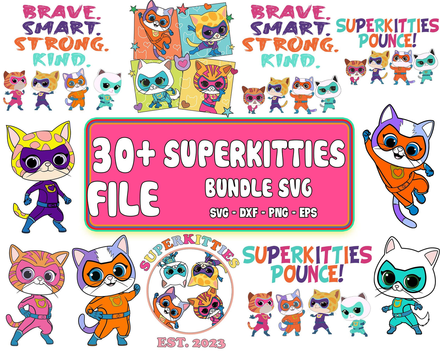 7 file superkitties bundle svg ,Hero Kitties Super Cats Brav