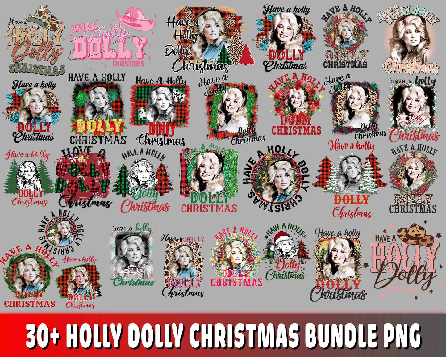 Have A Holly Dolly christmas Bundle PNG , 30 file Have A Holly Dolly christmas Bundle PNG  , file cut , Silhouette, digital download, Instant Download