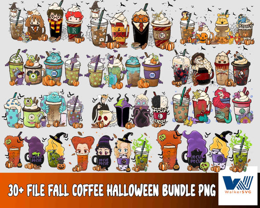 Fall Coffee bundle png,30+ file Fall coffee halloween bundle PNG ,bundle halloween PNG , Silhouette , Digital download