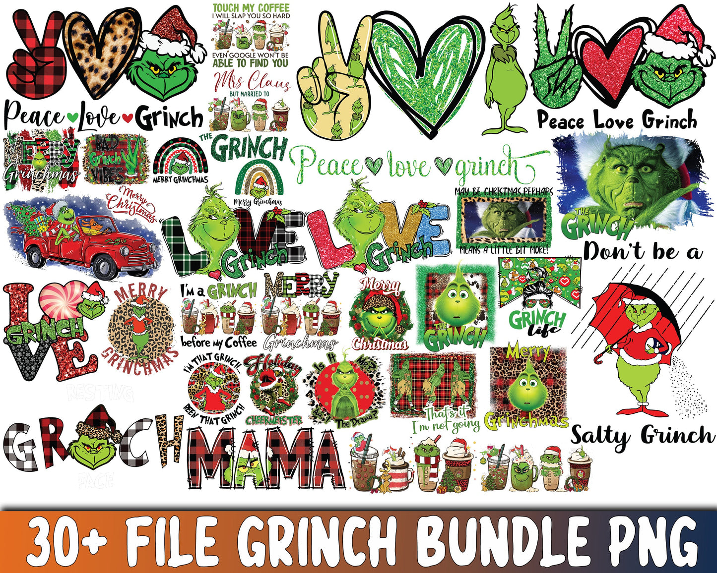 30+ file Grinch bundle PNG , Grinch PNG , Cutting Image,  cricut , file cut , digital download