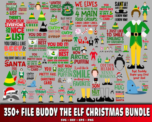 350+ file Buddy The Elf Christmas bundle SVG EPS DXF PNG , Cutting Image, cricut , file cut , digital download ,Instant Download