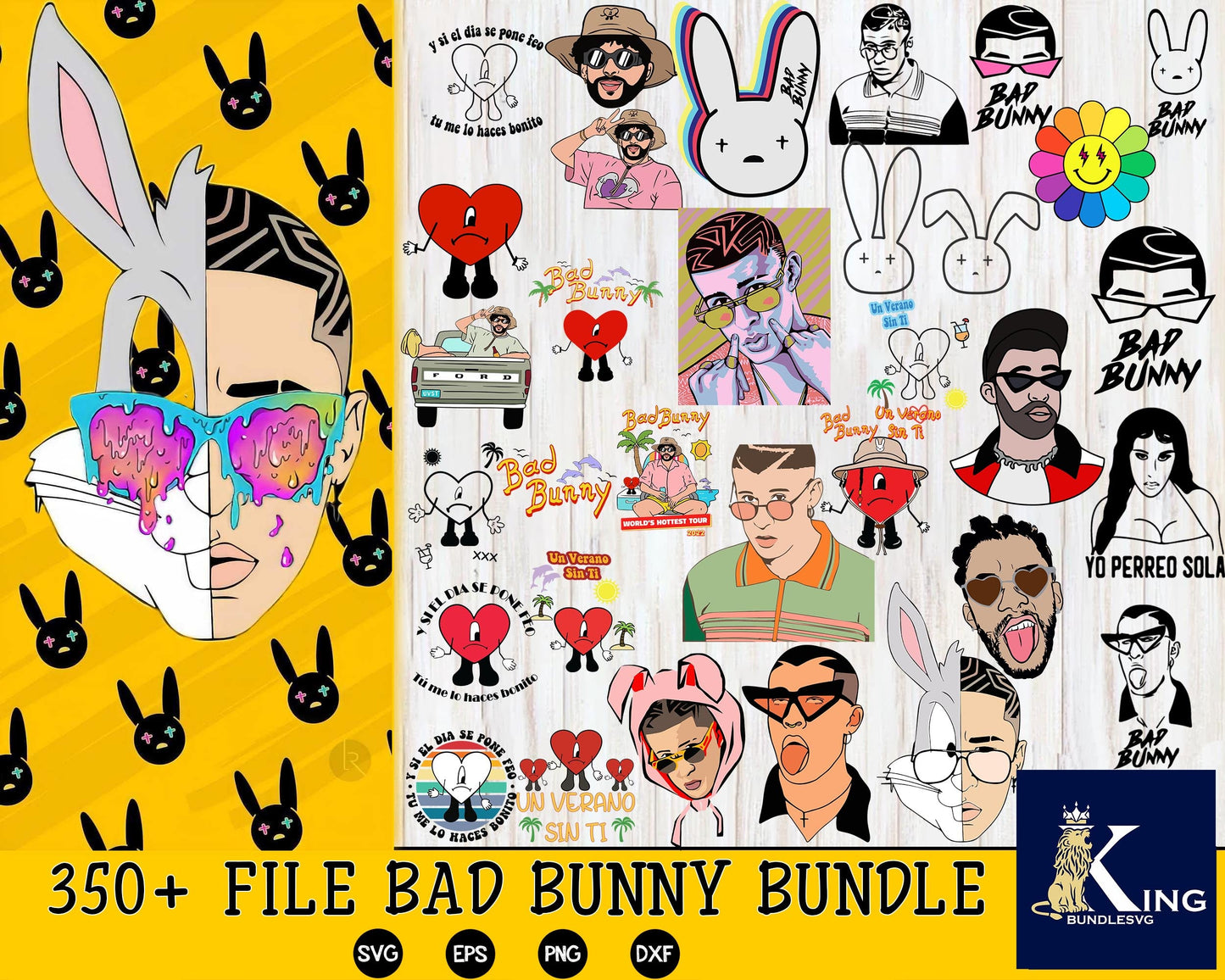 Bad Bunny SVG, 350+ file bad bunny svg , Mega Bundle bad bunny SVG DXF EPS PNG , file cut , for Cricut,  Silhouette , digital download