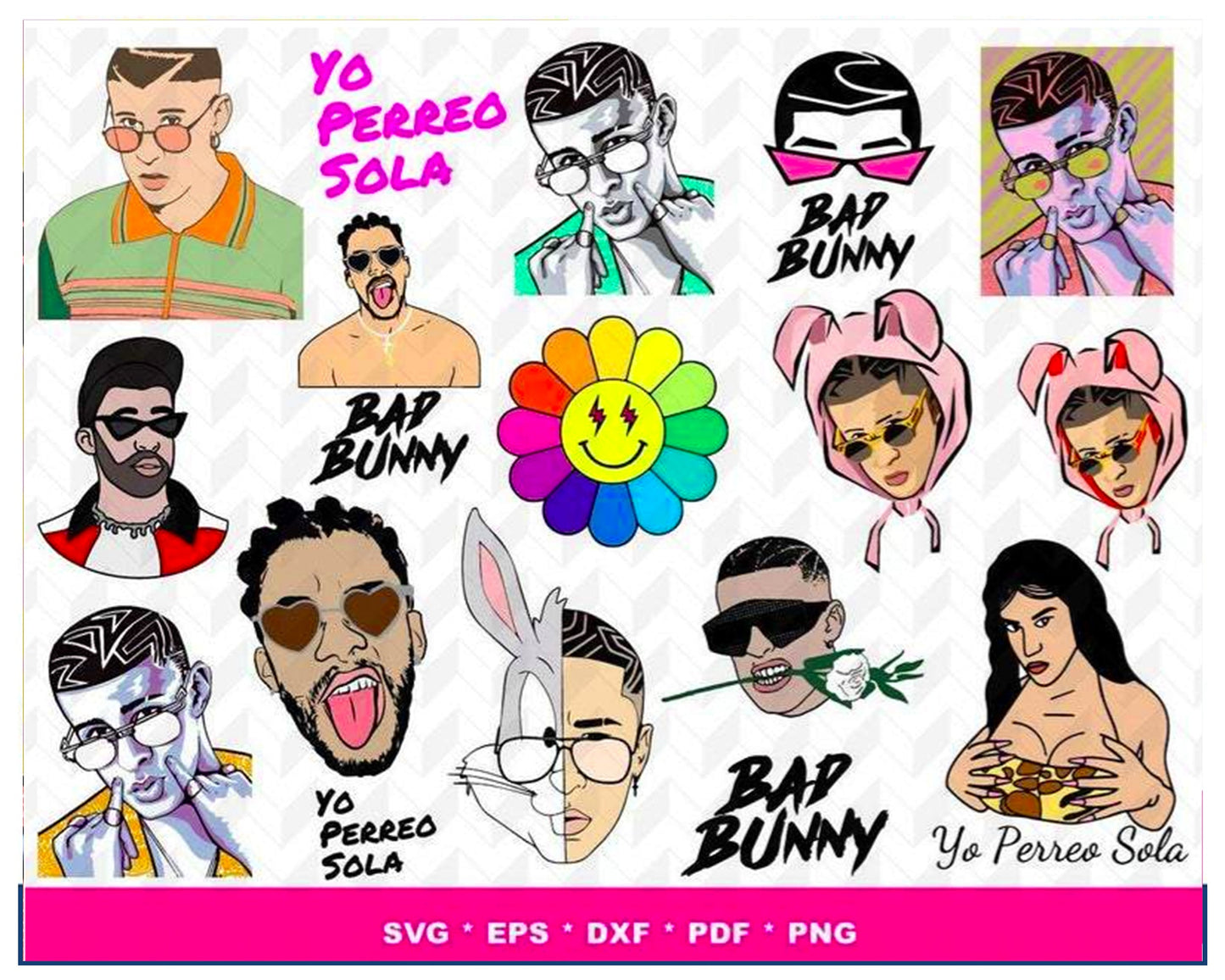 Bad Bunny SVG, 350+ file bad bunny svg , Mega Bundle bad bunny SVG DXF EPS PNG , file cut , for Cricut,  Silhouette , digital download