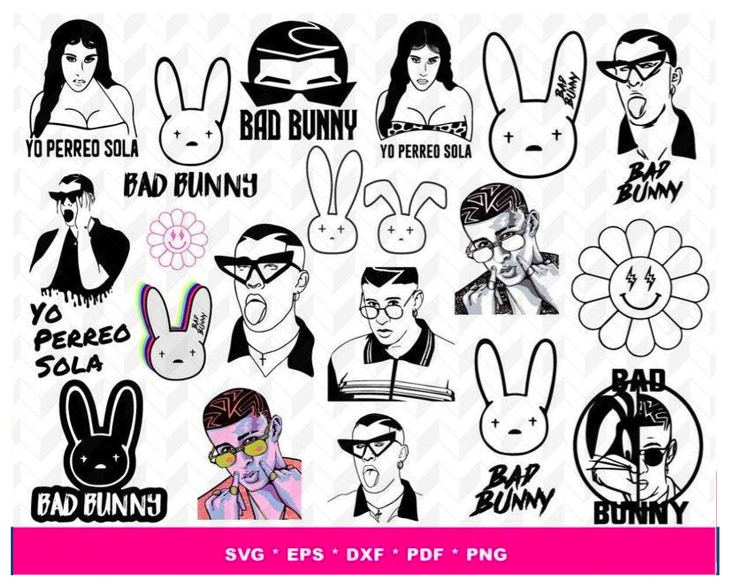 Bad Bunny SVG, 350+ file bad bunny svg , Mega Bundle bad bunny SVG DXF EPS PNG , file cut , for Cricut,  Silhouette , digital download