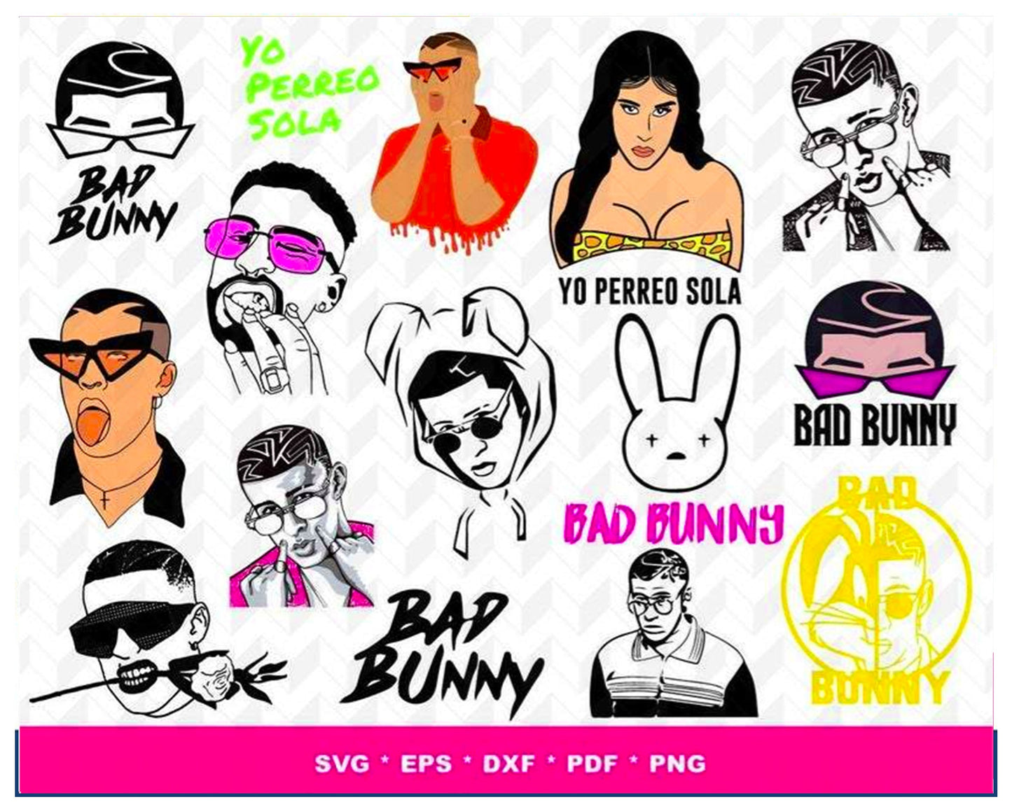 Bad Bunny SVG, 350+ file bad bunny svg , Mega Bundle bad bunny SVG DXF EPS PNG , file cut , for Cricut,  Silhouette , digital download