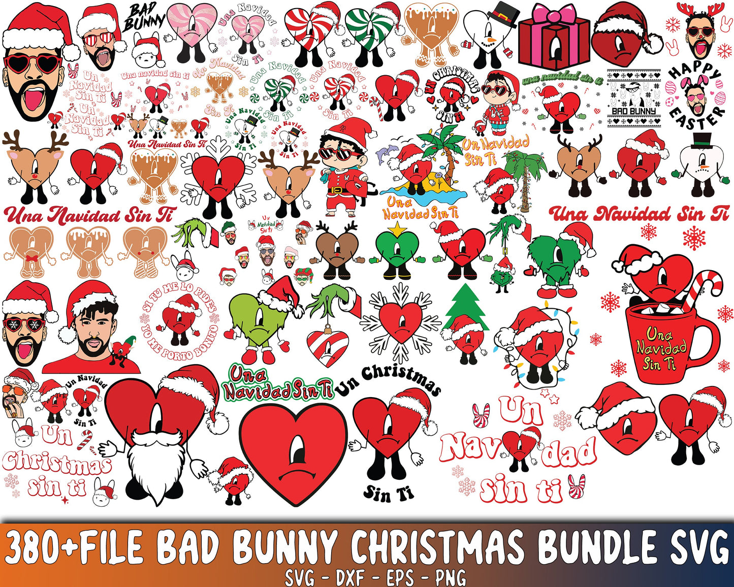 380+file Bad bunny christmas bundle svg , bundle Bad bunny christmas svg eps dxf png, file cut,   for Cricut, Silhouette