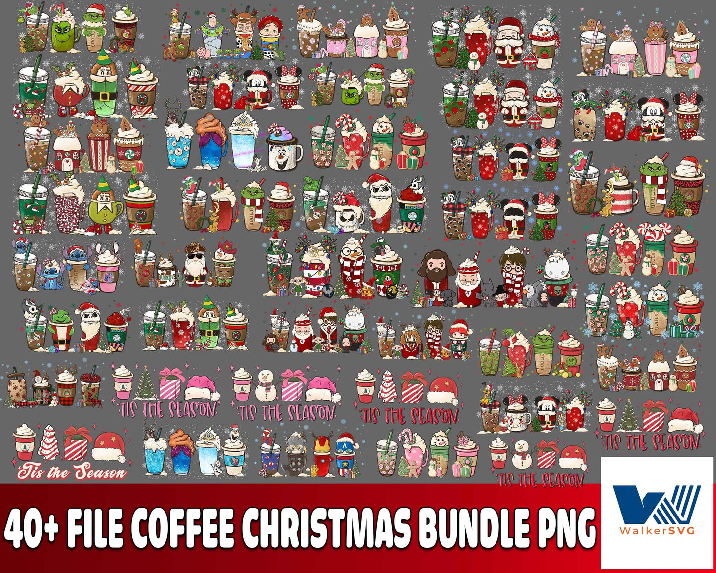 40+ file coffee christmas bundle PNG , Cutting Image, cricut , file cut , digital download ,Instant Download