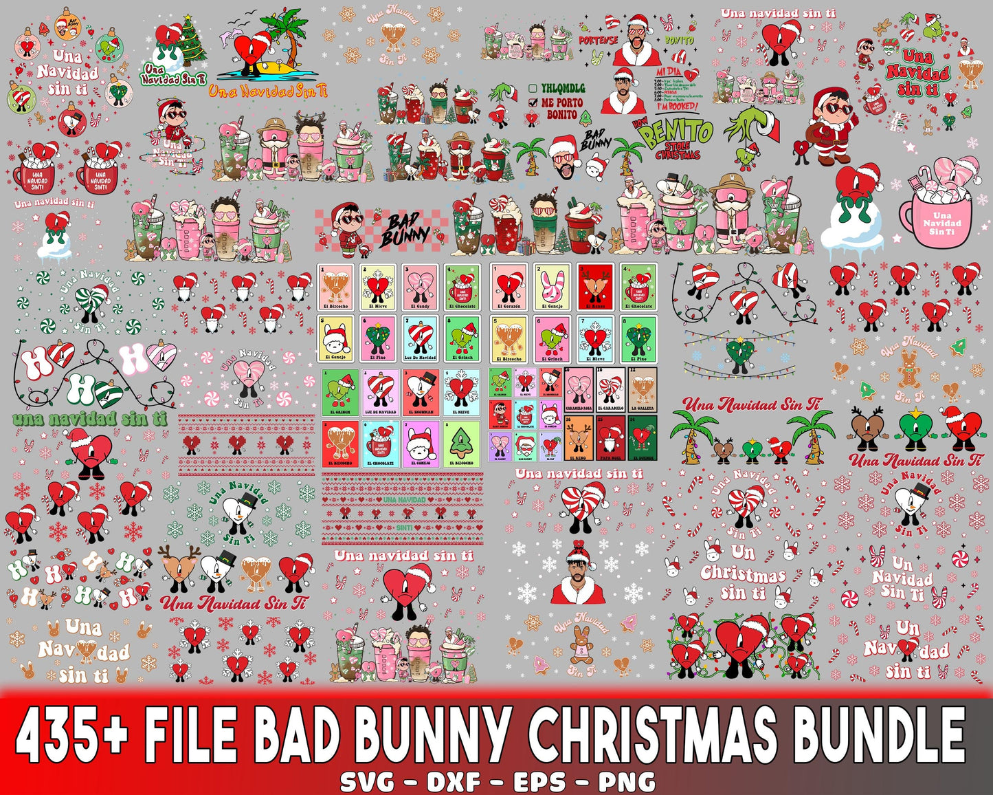 435 +File Bad bunny christmas Bundle SVG , Bad bunny christmas bundle PNG SVG DXF EPS , cricut , file cut , Silhouette, digital download, Instant Download