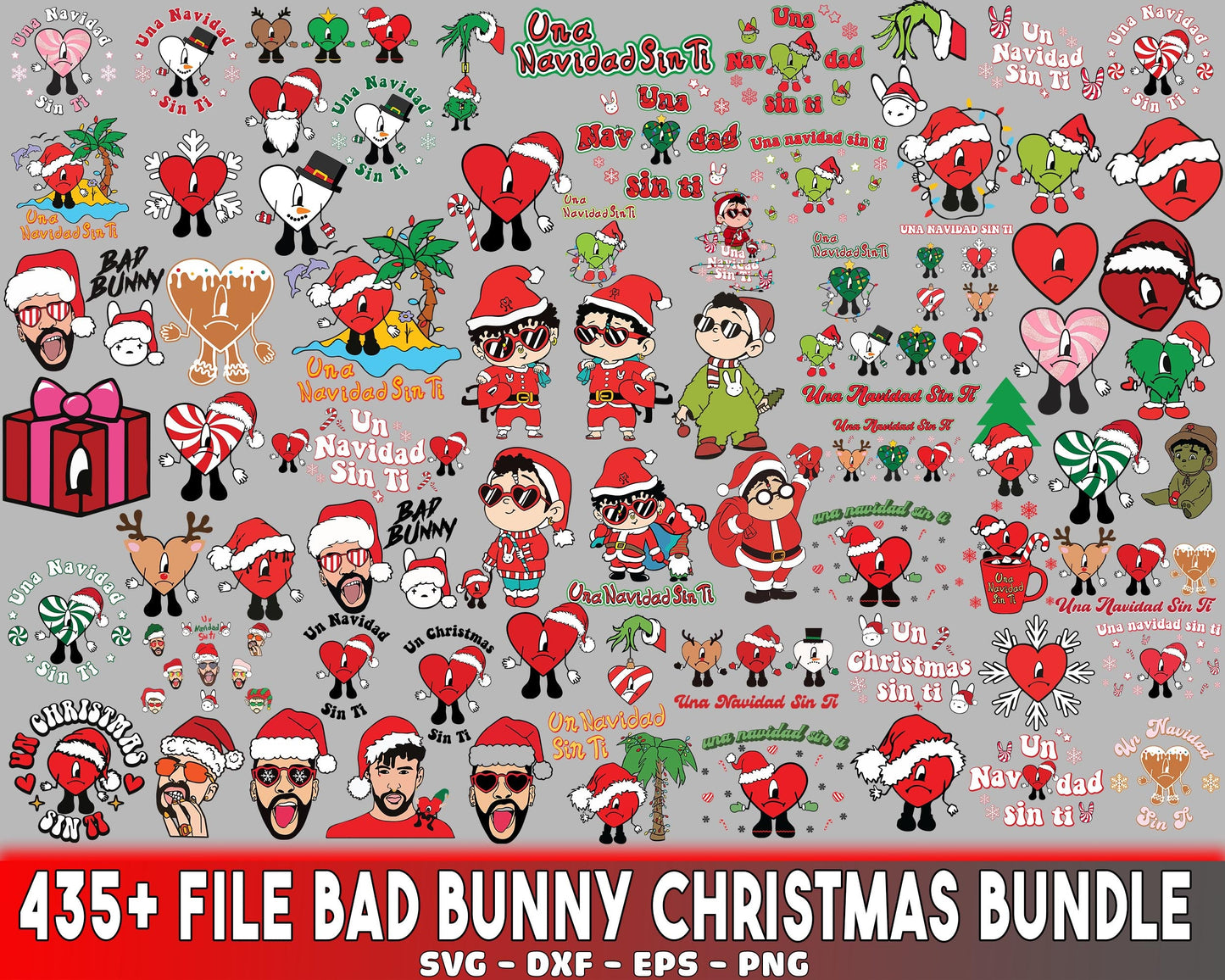 435 +File Bad bunny christmas Bundle SVG , Bad bunny christmas bundle PNG SVG DXF EPS , cricut , file cut , Silhouette, digital download, Instant Download