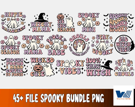 Spooky Halloween bundle PNG ,45+ file Spooky Bundle PNG, Silhouette , Digital download