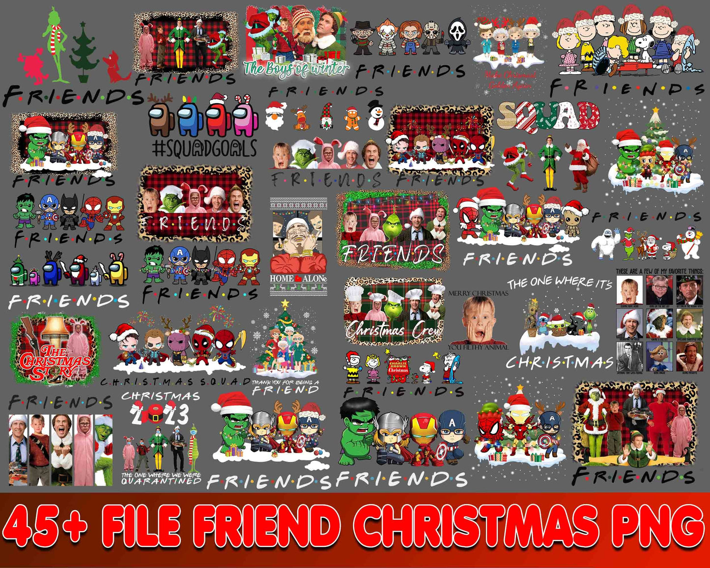 45+ file friend christmas bundle PNG , bundle friend christmas PNG , file cut,   for Cricut, Silhouette