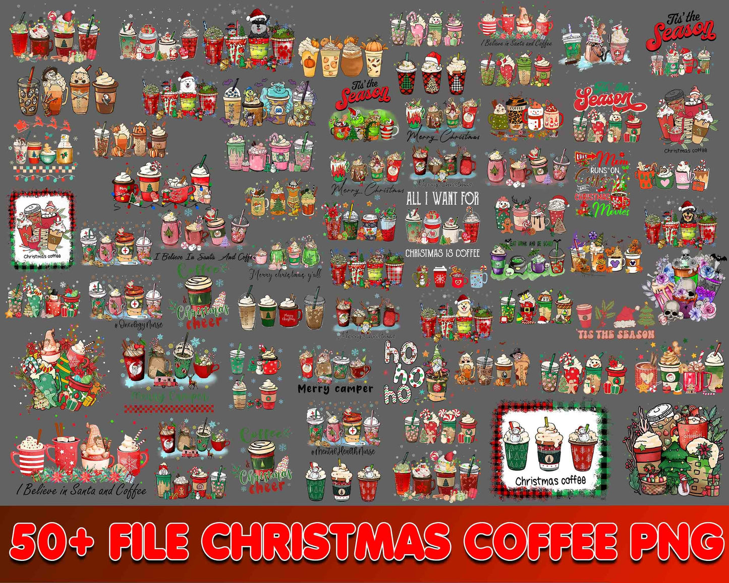 50+file christmas coffee PNG , Mega bundle christmas coffee PNG , file cut,   for Cricut, Silhouette