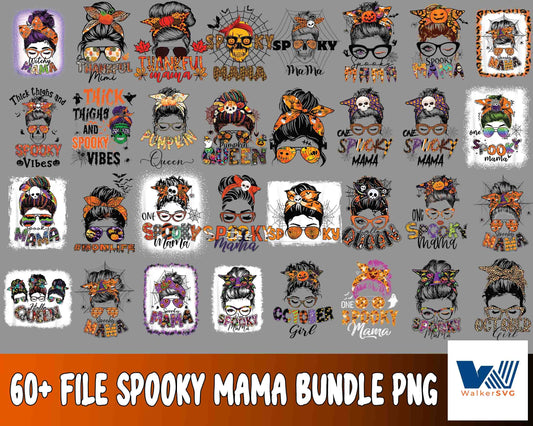 Spooky Mama bundle png,60+ FILE Spooky Mama bundle  PNG ,bundle halloween PNG , Silhouette , Digital download