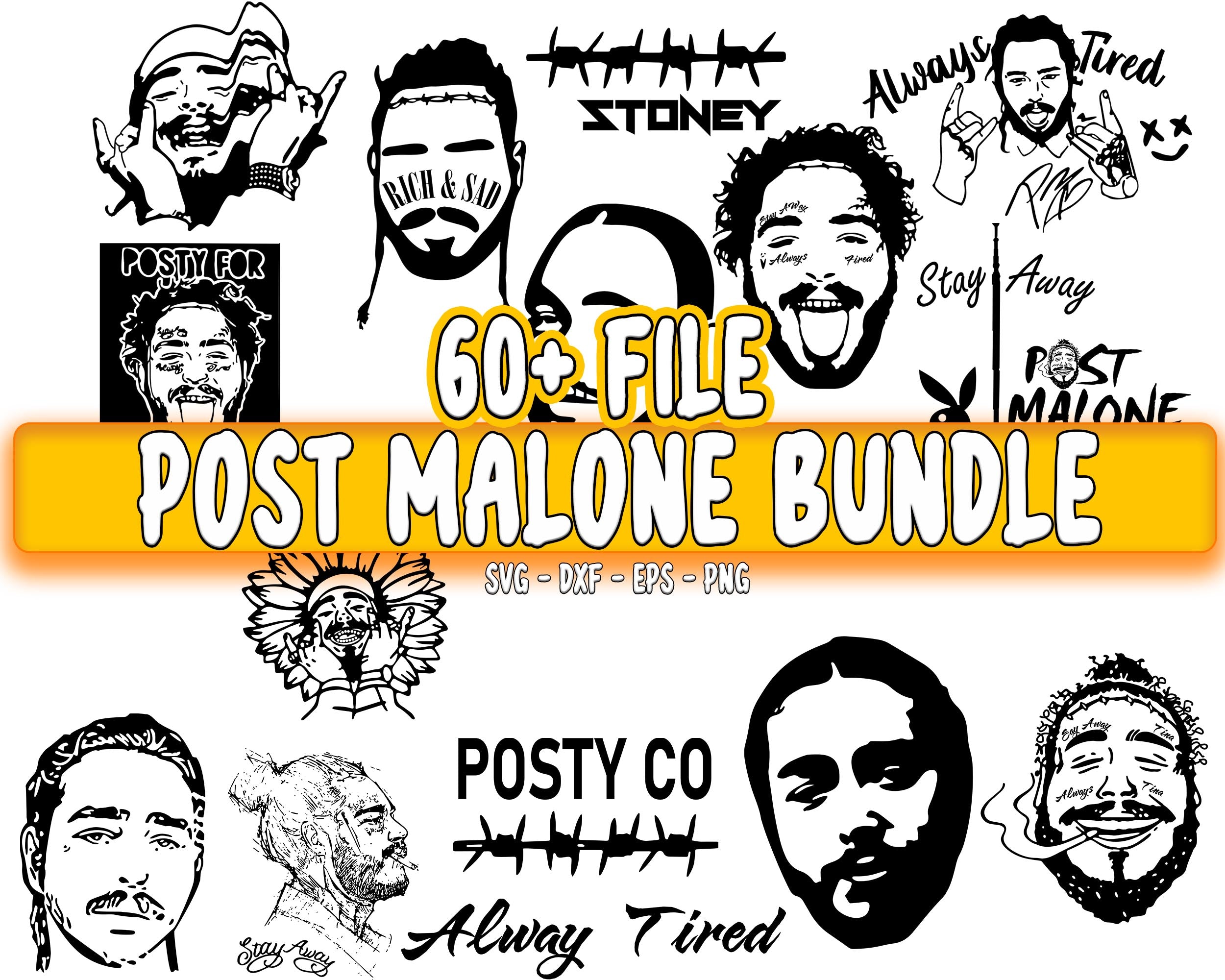 Post Malone svg bundle , 60+ file Post Malone svg dxf eps png , digita ...