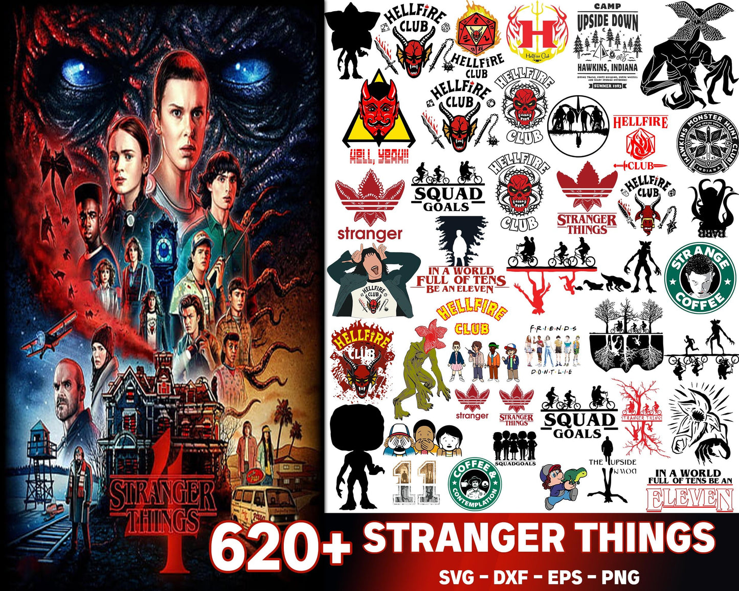 Stranger things  SVG , 620+ file Mega Bundle Stranger things svg,dxf,eps, png,  Cricut , File cut , Vector file , Silhouette Digital Dowload