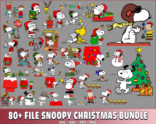 80+ file Snoopy Christmas bundle SVG EPS DXF PNG , Cutting Image, cricut , file cut , digital download ,Instant Download