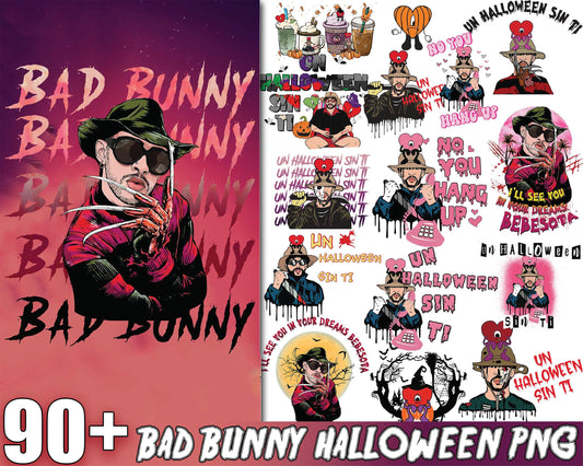 Bad Bunny Halloween PNG ,90+ file  bad bunny bundle  PNG , Silhouette , digital download