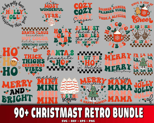 90+ file Christmast Retro bundle SVG EPS DXF PNG , Cutting Image, cricut , file cut , digital download ,Instant Download