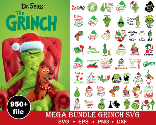 950+ file Grinch Bundle SVG ,Bundle christmas SVG DXF EPS PNG, file cut, cricut,  for Cricut, Silhouette