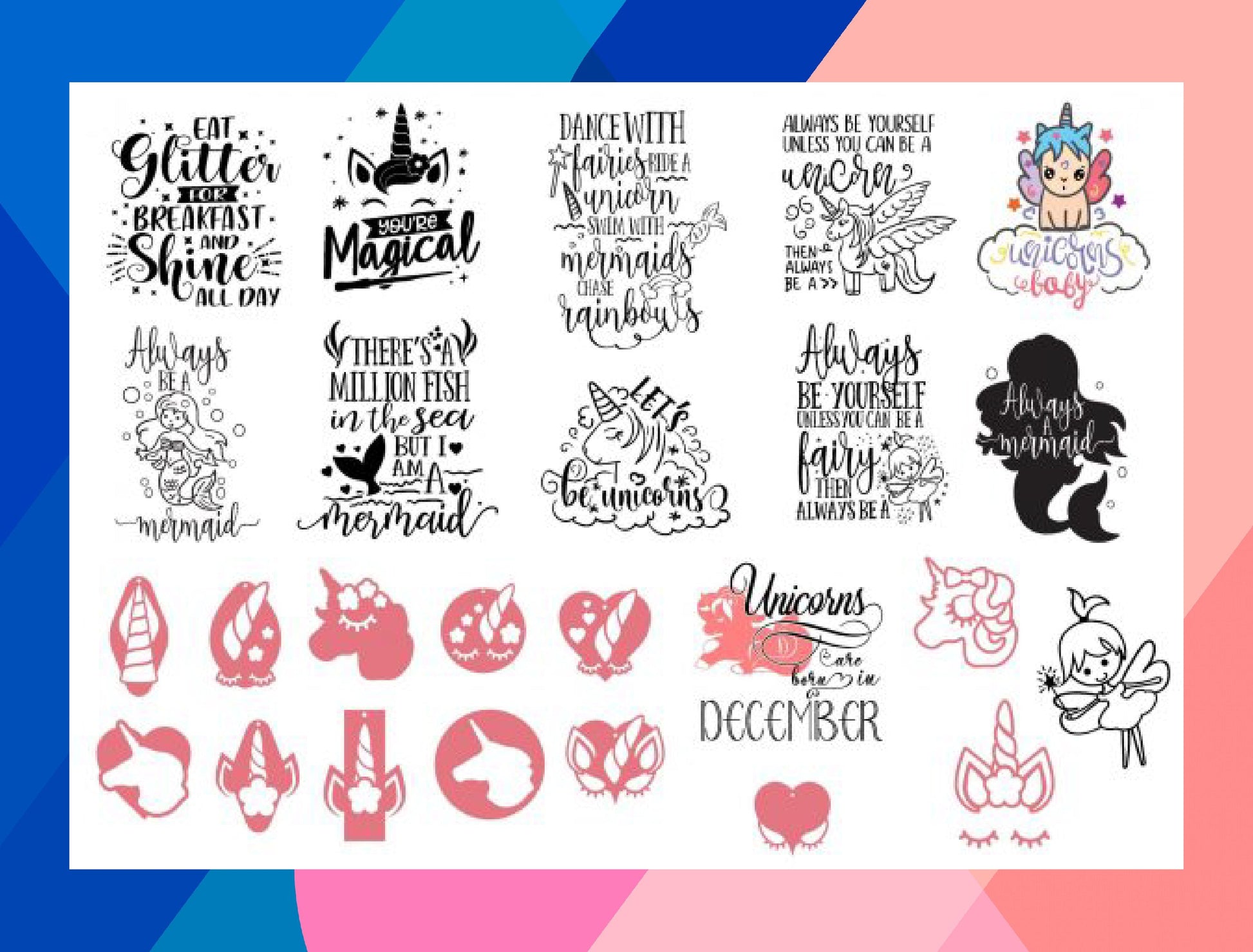 Unicorn SVG Bundle - 2000+ files Unicorn SVG, EPS, PNG, DXF for Cricut, Silhouette