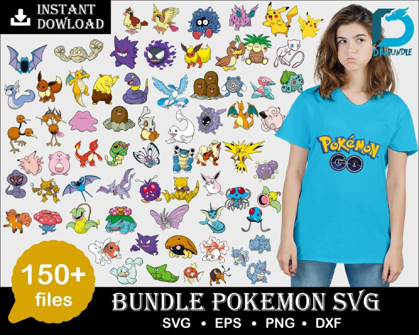 150+Pokemon svg, Pokemon Characters, Pokemon Layered Svg, Pikachu Svg, Pokemon Bundle Svg, Cut Files, Pokemon Vector, Clipart, Pokemon