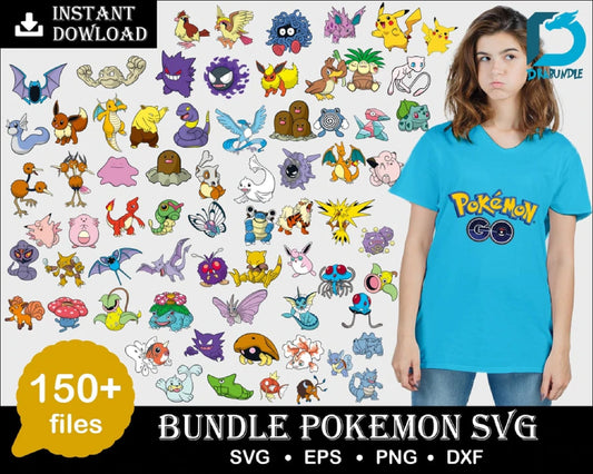 150+Pokemon svg, Pokemon Characters, Pokemon Layered Svg, Pikachu Svg, Pokemon Bundle Svg, Cut Files, Pokemon Vector, Clipart, Pokemon