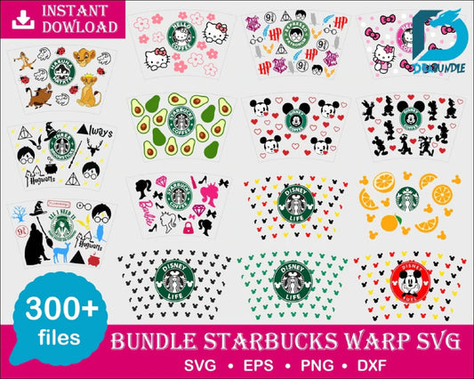 300+ file Starbucks Wrap Svg Bundle , file cut ,cricut ,  Digital Dowload