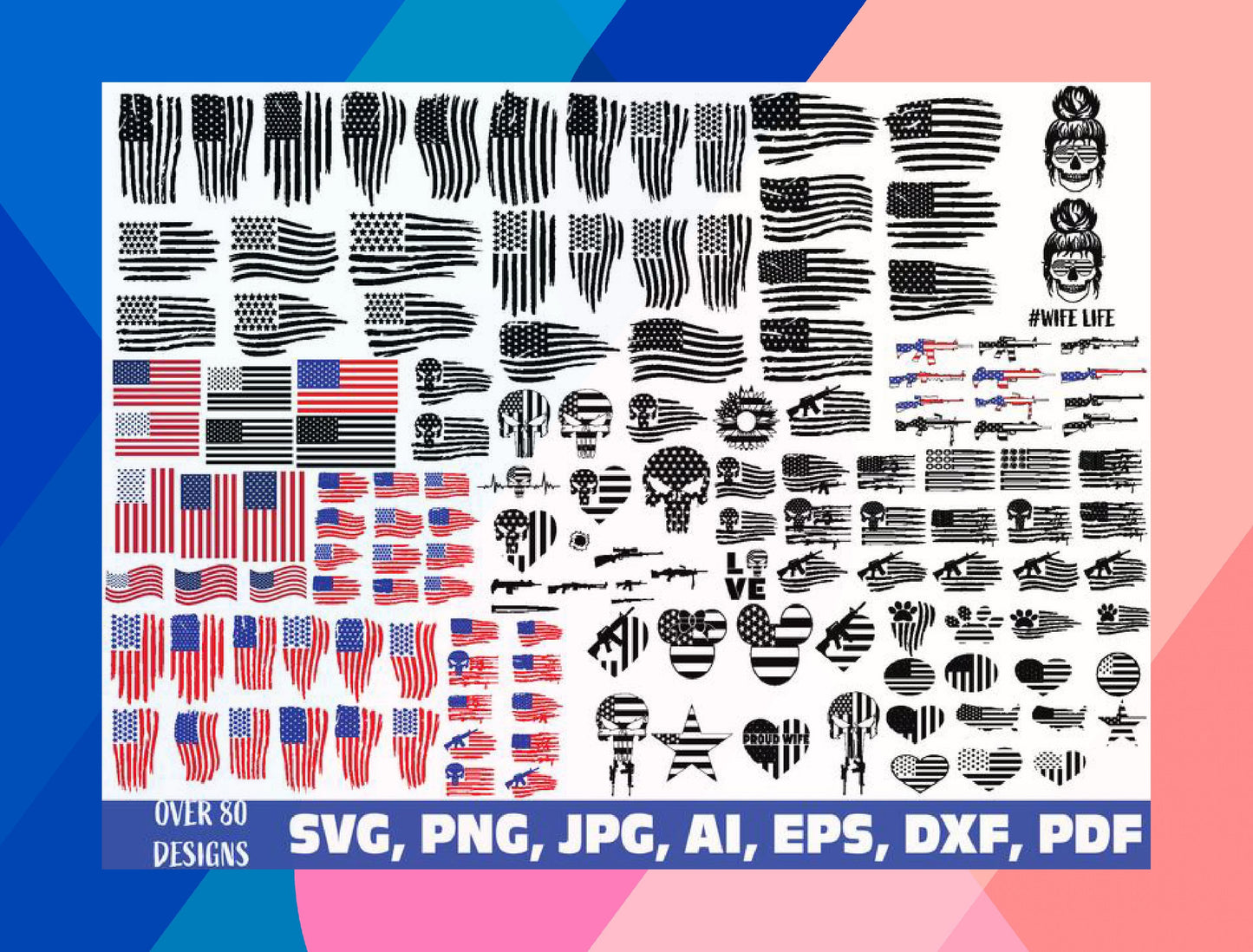 Flags SVG Bundle - 1000+ files Flags SVG, EPS, PNG, DXF for Cricut, Silhouette